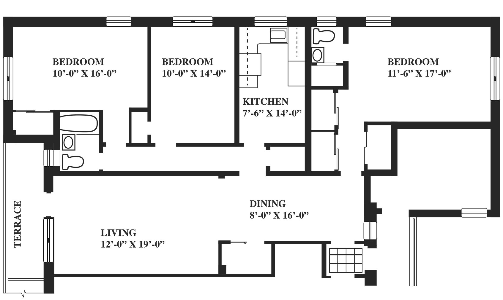 Floor Plans - 3 Bedrooms - Greenwich Close Apartments